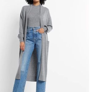 Express Ultra Soft Balloon Sleeve Duster Cardigan grey $108 NWT